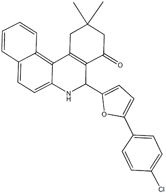 5-[5-(4-chlorophenyl)-2-furyl]-2,2-dimethyl-2,3,5,6-tetrahydrobenzo[a]phenanthridin-4(1H)-one Structure