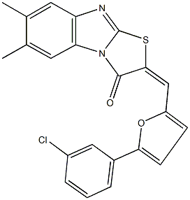 2-{[5-(3-chlorophenyl)-2-furyl]methylene}-6,7-dimethyl[1,3]thiazolo[3,2-a]benzimidazol-3(2H)-one 化学構造式