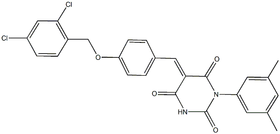 5-{4-[(2,4-dichlorobenzyl)oxy]benzylidene}-1-(3,5-dimethylphenyl)-2,4,6(1H,3H,5H)-pyrimidinetrione,330842-21-2,结构式