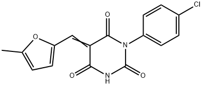 1-(4-chlorophenyl)-5-[(5-methyl-2-furyl)methylene]-2,4,6(1H,3H,5H)-pyrimidinetrione 结构式