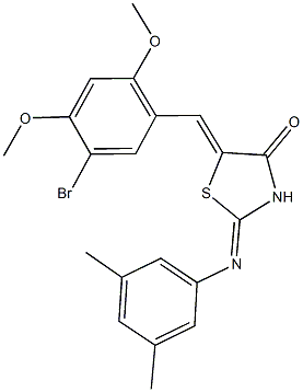 5-(5-bromo-2,4-dimethoxybenzylidene)-2-[(3,5-dimethylphenyl)imino]-1,3-thiazolidin-4-one 化学構造式