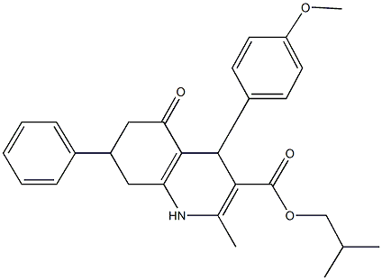 isobutyl 4-(4-methoxyphenyl)-2-methyl-5-oxo-7-phenyl-1,4,5,6,7,8-hexahydro-3-quinolinecarboxylate Structure