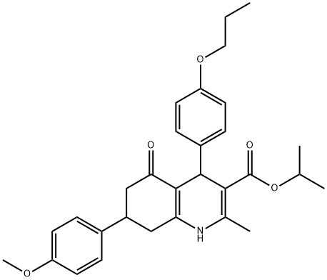 isopropyl 7-(4-methoxyphenyl)-2-methyl-5-oxo-4-(4-propoxyphenyl)-1,4,5,6,7,8-hexahydro-3-quinolinecarboxylate Structure