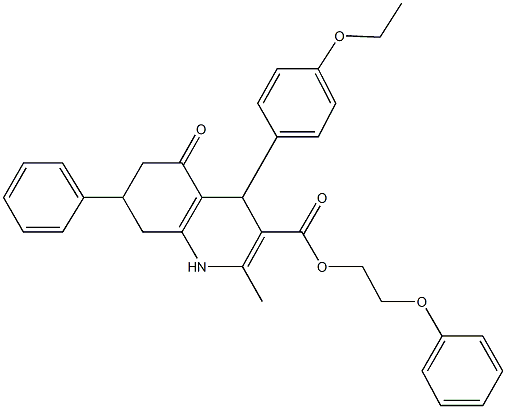 2-phenoxyethyl 4-(4-ethoxyphenyl)-2-methyl-5-oxo-7-phenyl-1,4,5,6,7,8-hexahydro-3-quinolinecarboxylate Structure