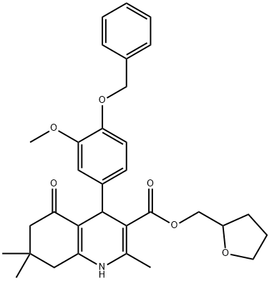 tetrahydro-2-furanylmethyl 4-[4-(benzyloxy)-3-methoxyphenyl]-2,7,7-trimethyl-5-oxo-1,4,5,6,7,8-hexahydro-3-quinolinecarboxylate Structure