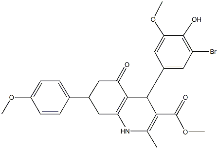 methyl 4-(3-bromo-4-hydroxy-5-methoxyphenyl)-7-(4-methoxyphenyl)-2-methyl-5-oxo-1,4,5,6,7,8-hexahydro-3-quinolinecarboxylate Struktur