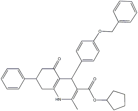 cyclopentyl 4-[4-(benzyloxy)phenyl]-2-methyl-5-oxo-7-phenyl-1,4,5,6,7,8-hexahydro-3-quinolinecarboxylate Structure