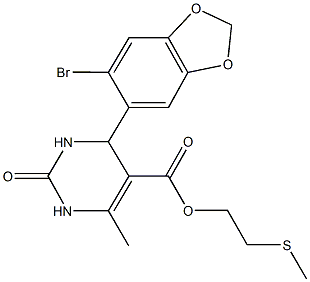 2-(methylsulfanyl)ethyl 4-(6-bromo-1,3-benzodioxol-5-yl)-6-methyl-2-oxo-1,2,3,4-tetrahydro-5-pyrimidinecarboxylate,330850-85-6,结构式