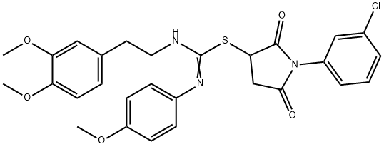 1-(3-chlorophenyl)-2,5-dioxo-3-pyrrolidinyl N-[2-(3,4-dimethoxyphenyl)ethyl]-N'-(4-methoxyphenyl)imidothiocarbamate,330864-53-4,结构式