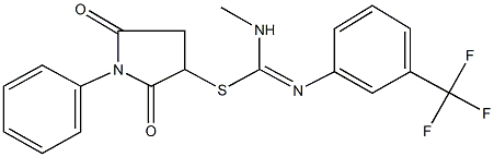 2,5-dioxo-1-phenyl-3-pyrrolidinyl N-methyl-N'-[3-(trifluoromethyl)phenyl]imidothiocarbamate 化学構造式