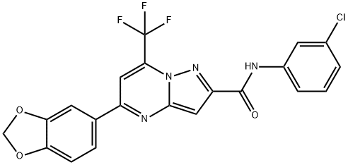 5-(1,3-benzodioxol-5-yl)-N-(3-chlorophenyl)-7-(trifluoromethyl)pyrazolo[1,5-a]pyrimidine-2-carboxamide,330947-60-9,结构式