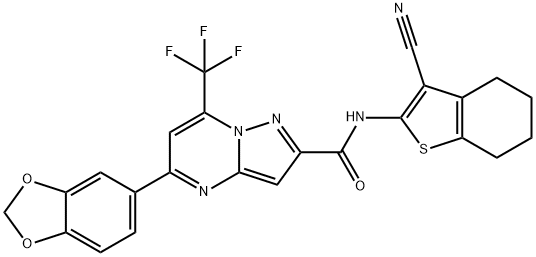 5-(1,3-benzodioxol-5-yl)-N-(3-cyano-4,5,6,7-tetrahydro-1-benzothien-2-yl)-7-(trifluoromethyl)pyrazolo[1,5-a]pyrimidine-2-carboxamide Structure