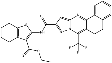 ethyl 2-({[7-(trifluoromethyl)-5,6-dihydrobenzo[h]pyrazolo[5,1-b]quinazolin-10-yl]carbonyl}amino)-4,5,6,7-tetrahydro-1-benzothiophene-3-carboxylate Structure