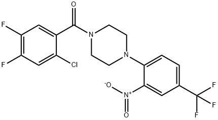 1-(2-chloro-4,5-difluorobenzoyl)-4-[2-nitro-4-(trifluoromethyl)phenyl]piperazine Struktur