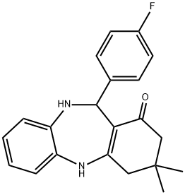 11-(4-fluorophenyl)-3,3-dimethyl-2,3,4,5,10,11-hexahydro-1H-dibenzo[b,e][1,4]diazepin-1-one Struktur