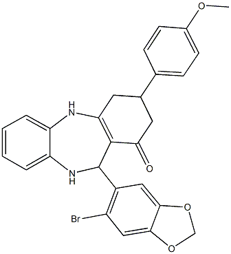 11-(6-bromo-1,3-benzodioxol-5-yl)-3-(4-methoxyphenyl)-2,3,4,5,10,11-hexahydro-1H-dibenzo[b,e][1,4]diazepin-1-one Structure