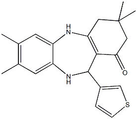 3,3,7,8-tetramethyl-11-(3-thienyl)-2,3,4,5,10,11-hexahydro-1H-dibenzo[b,e][1,4]diazepin-1-one 化学構造式
