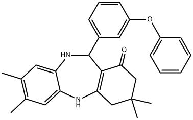 3,3,7,8-tetramethyl-11-[3-(phenyloxy)phenyl]-2,3,4,5,10,11-hexahydro-1H-dibenzo[b,e][1,4]diazepin-1-one Structure