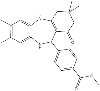 methyl 4-(3,3,7,8-tetramethyl-1-oxo-2,3,4,5,10,11-hexahydro-1H-dibenzo[b,e][1,4]diazepin-11-yl)benzoate 化学構造式