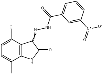 N'-(4-chloro-7-methyl-2-oxo-1,2-dihydro-3H-indol-3-ylidene)-3-nitrobenzohydrazide,330964-02-8,结构式