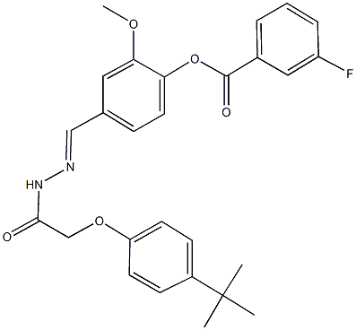 4-{2-[(4-tert-butylphenoxy)acetyl]carbohydrazonoyl}-2-methoxyphenyl 3-fluorobenzoate Structure