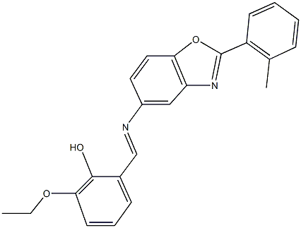 2-ethoxy-6-({[2-(2-methylphenyl)-1,3-benzoxazol-5-yl]imino}methyl)phenol Structure