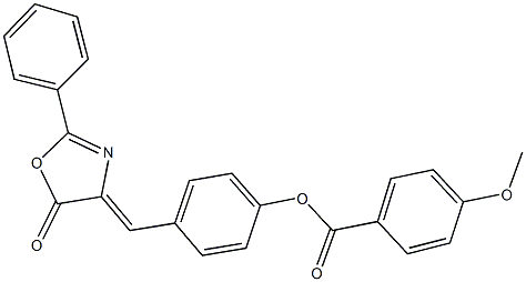 4-[(5-oxo-2-phenyl-1,3-oxazol-4(5H)-ylidene)methyl]phenyl 4-methoxybenzoate Struktur