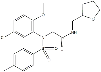 2-{5-chloro-2-methoxy[(4-methylphenyl)sulfonyl]anilino}-N-(tetrahydro-2-furanylmethyl)acetamide 结构式