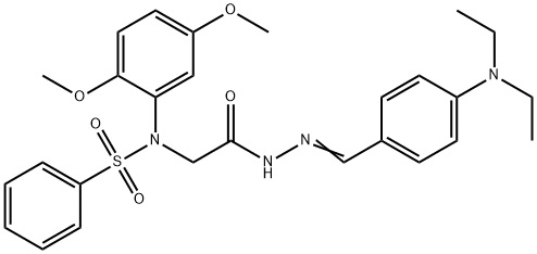 N-(2-{2-[4-(diethylamino)benzylidene]hydrazino}-2-oxoethyl)-N-(2,5-dimethoxyphenyl)benzenesulfonamide 化学構造式