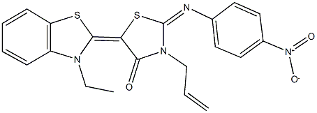 3-allyl-5-(3-ethyl-1,3-benzothiazol-2(3H)-ylidene)-2-({4-nitrophenyl}imino)-1,3-thiazolidin-4-one Structure