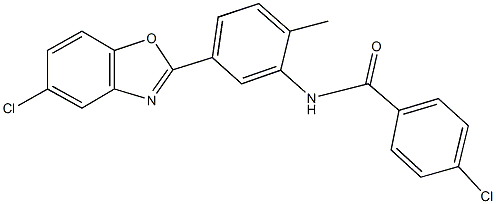 4-chloro-N-[5-(5-chloro-1,3-benzoxazol-2-yl)-2-methylphenyl]benzamide 化学構造式