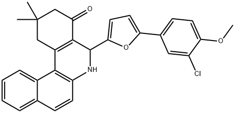 5-[5-(3-chloro-4-methoxyphenyl)-2-furyl]-2,2-dimethyl-2,3,5,6-tetrahydrobenzo[a]phenanthridin-4(1H)-one Structure