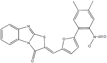 2-[(5-{2-nitro-4,5-dimethylphenyl}-2-furyl)methylene][1,3]thiazolo[3,2-a]benzimidazol-3(2H)-one Structure