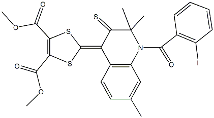 330979-35-6 dimethyl 2-(1-(2-iodobenzoyl)-2,2,7-trimethyl-3-thioxo-2,3-dihydro-4(1H)-quinolinylidene)-1,3-dithiole-4,5-dicarboxylate