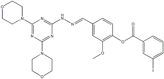 330983-03-4 4-{2-[4,6-di(4-morpholinyl)-1,3,5-triazin-2-yl]carbohydrazonoyl}-2-methoxyphenyl 3-iodobenzoate