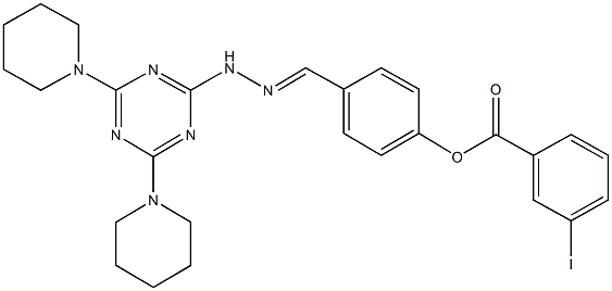 4-{2-[4,6-di(1-piperidinyl)-1,3,5-triazin-2-yl]carbohydrazonoyl}phenyl 3-iodobenzoate,330983-07-8,结构式
