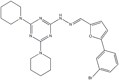 5-(3-bromophenyl)-2-furaldehyde [4,6-di(1-piperidinyl)-1,3,5-triazin-2-yl]hydrazone Structure