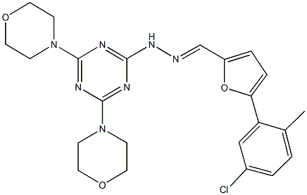 5-(5-chloro-2-methylphenyl)-2-furaldehyde (4,6-dimorpholin-4-yl-1,3,5-triazin-2-yl)hydrazone 结构式