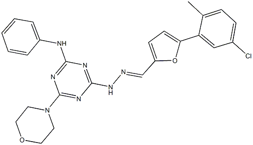 5-(5-chloro-2-methylphenyl)-2-furaldehyde [4-anilino-6-(4-morpholinyl)-1,3,5-triazin-2-yl]hydrazone 化学構造式
