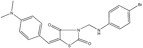 3-[(4-bromoanilino)methyl]-5-[4-(dimethylamino)benzylidene]-1,3-thiazolidine-2,4-dione 化学構造式