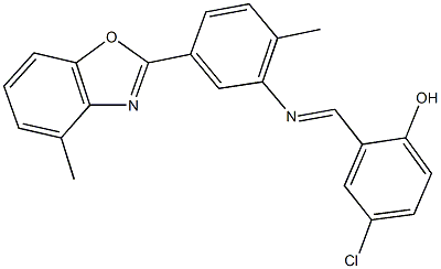 4-chloro-2-({[2-methyl-5-(4-methyl-1,3-benzoxazol-2-yl)phenyl]imino}methyl)phenol Struktur