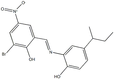 2-bromo-6-{[(5-sec-butyl-2-hydroxyphenyl)imino]methyl}-4-nitrophenol Structure