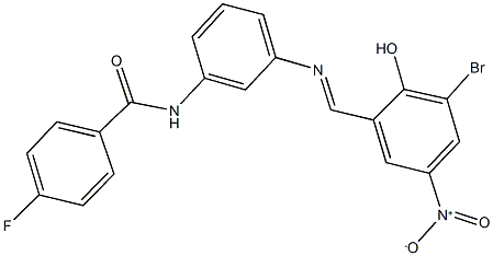 N-[3-({3-bromo-2-hydroxy-5-nitrobenzylidene}amino)phenyl]-4-fluorobenzamide 化学構造式