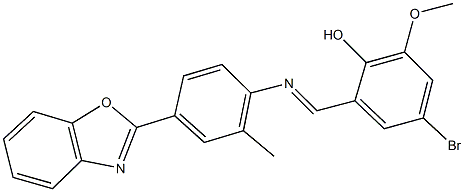 2-({[4-(1,3-benzoxazol-2-yl)-2-methylphenyl]imino}methyl)-4-bromo-6-methoxyphenol 结构式