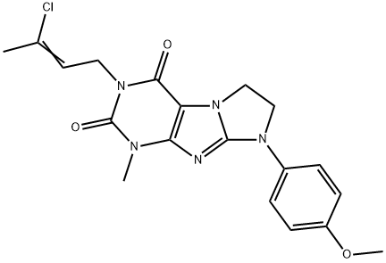 3-(3-chloro-2-butenyl)-8-(4-methoxyphenyl)-1-methyl-7,8-dihydro-1H-imidazo[2,1-f]purine-2,4(3H,6H)-dione Structure
