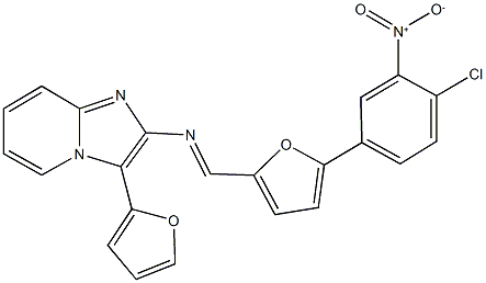 2-{[(5-{4-chloro-3-nitrophenyl}-2-furyl)methylene]amino}-3-(2-furyl)imidazo[1,2-a]pyridine Structure