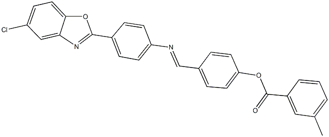 4-({[4-(5-chloro-1,3-benzoxazol-2-yl)phenyl]imino}methyl)phenyl 3-methylbenzoate Structure