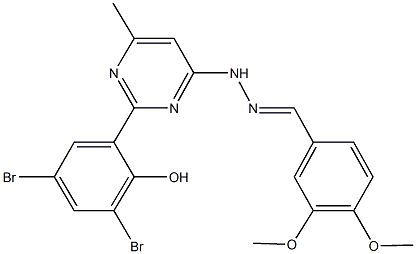 3,4-dimethoxybenzaldehyde [2-(3,5-dibromo-2-hydroxyphenyl)-6-methyl-4-pyrimidinyl]hydrazone,330993-81-2,结构式