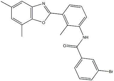 3-bromo-N-[3-(5,7-dimethyl-1,3-benzoxazol-2-yl)-2-methylphenyl]benzamide 结构式