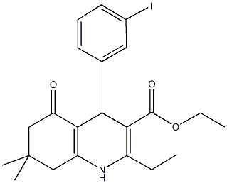 ethyl 2-ethyl-4-(3-iodophenyl)-7,7-dimethyl-5-oxo-1,4,5,6,7,8-hexahydroquinoline-3-carboxylate Struktur